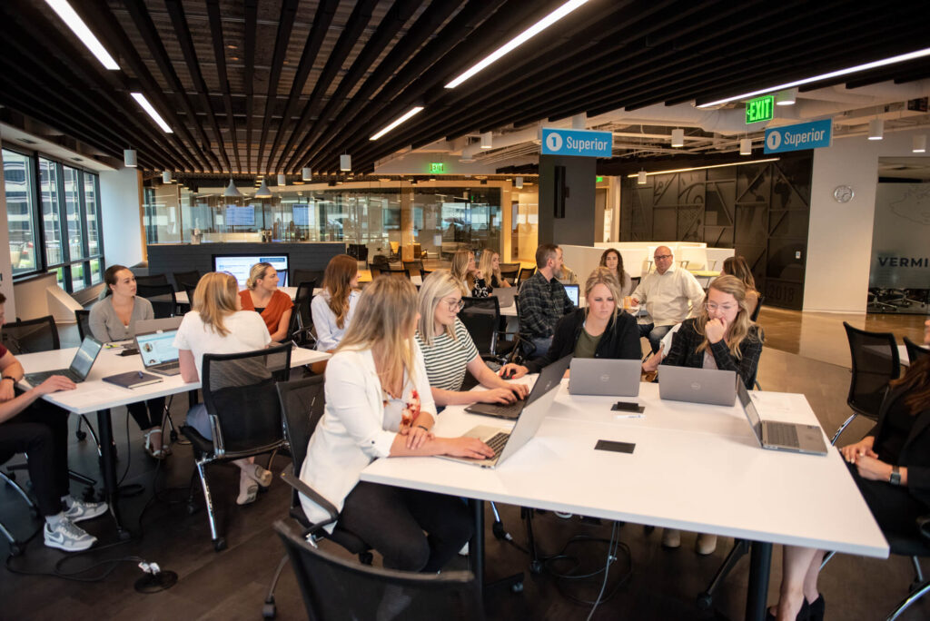 Turnberry professionals meet in Turnberry's open co-working space