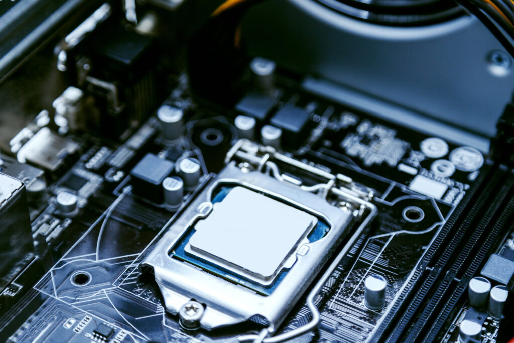 Close up of a computer CPU inside a computing system