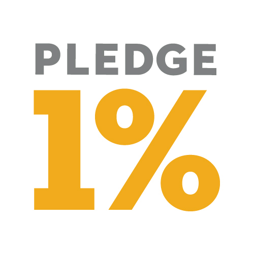 Pledge 1% graphical element; Pledge in grey and 1% in orange