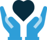 LGBTQ+ Support Two blue hands holding a dark blue heart to convey LGBTQ+ support