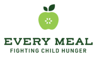 Logo graphic of a green apple with text Every Meal Fighting Child Hunger