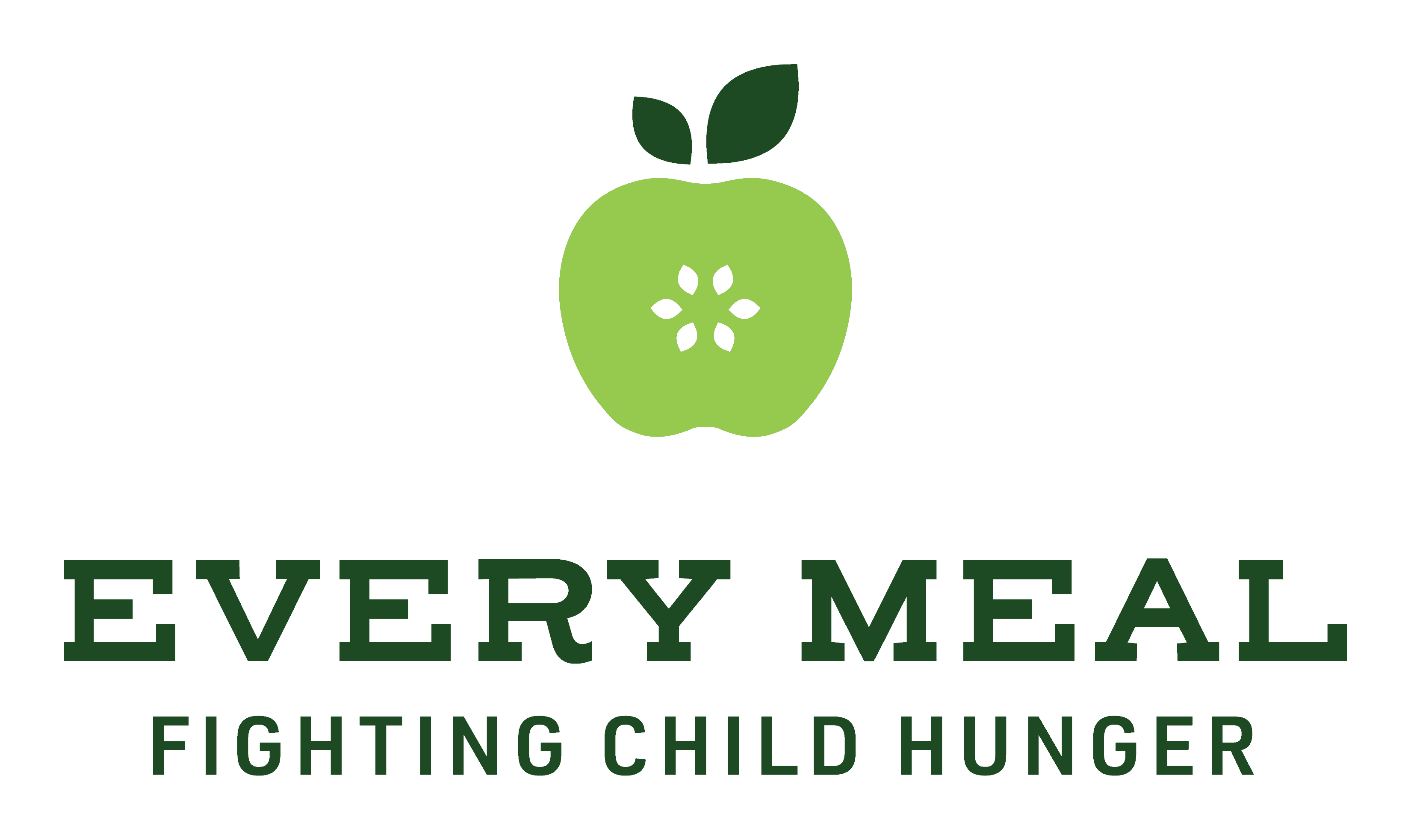 Every Meal Logo graphic of a green apple with text Every Meal Fighting Child Hunger