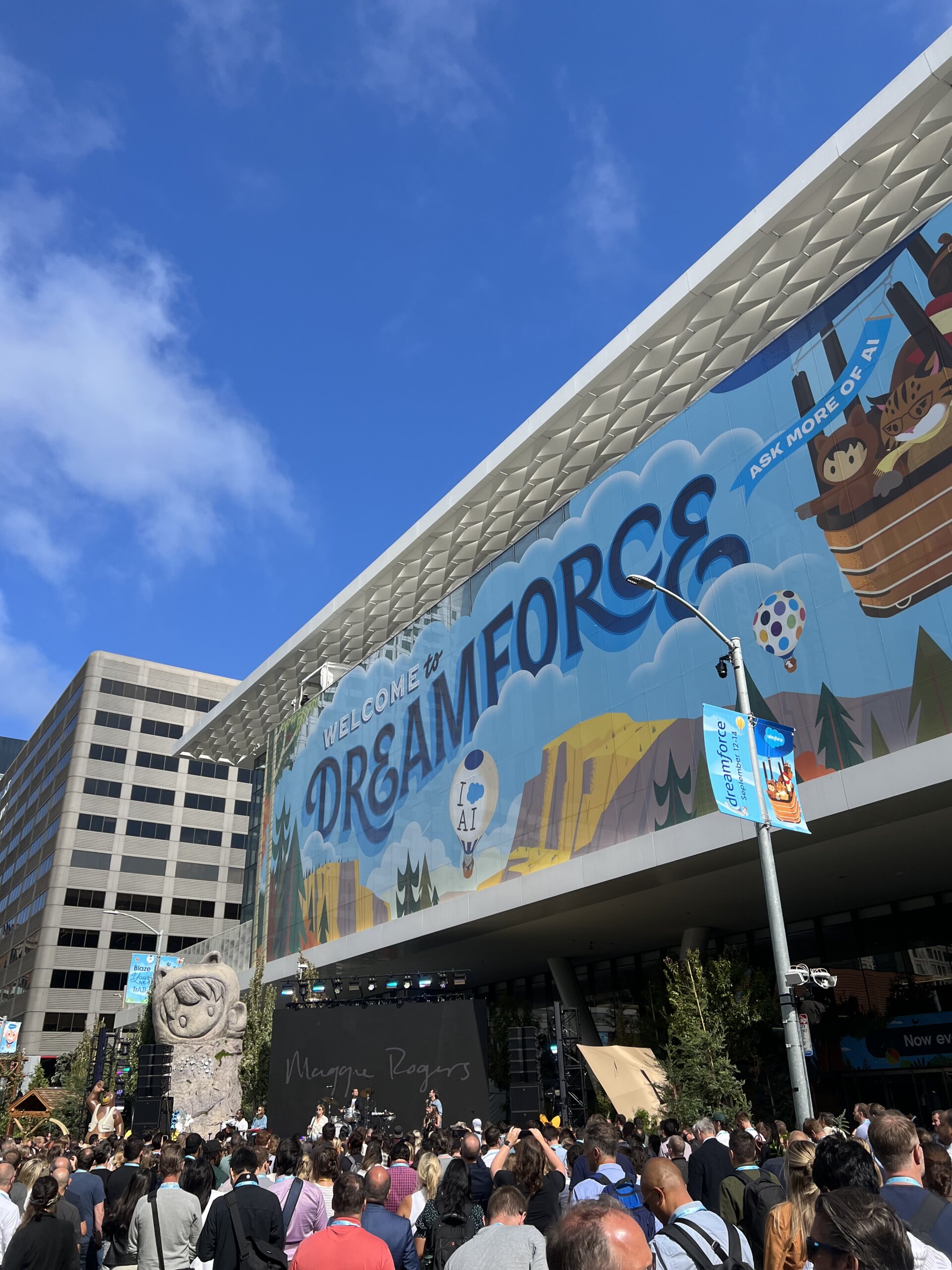 Maggie rogers performing outside Dreamforce 2024