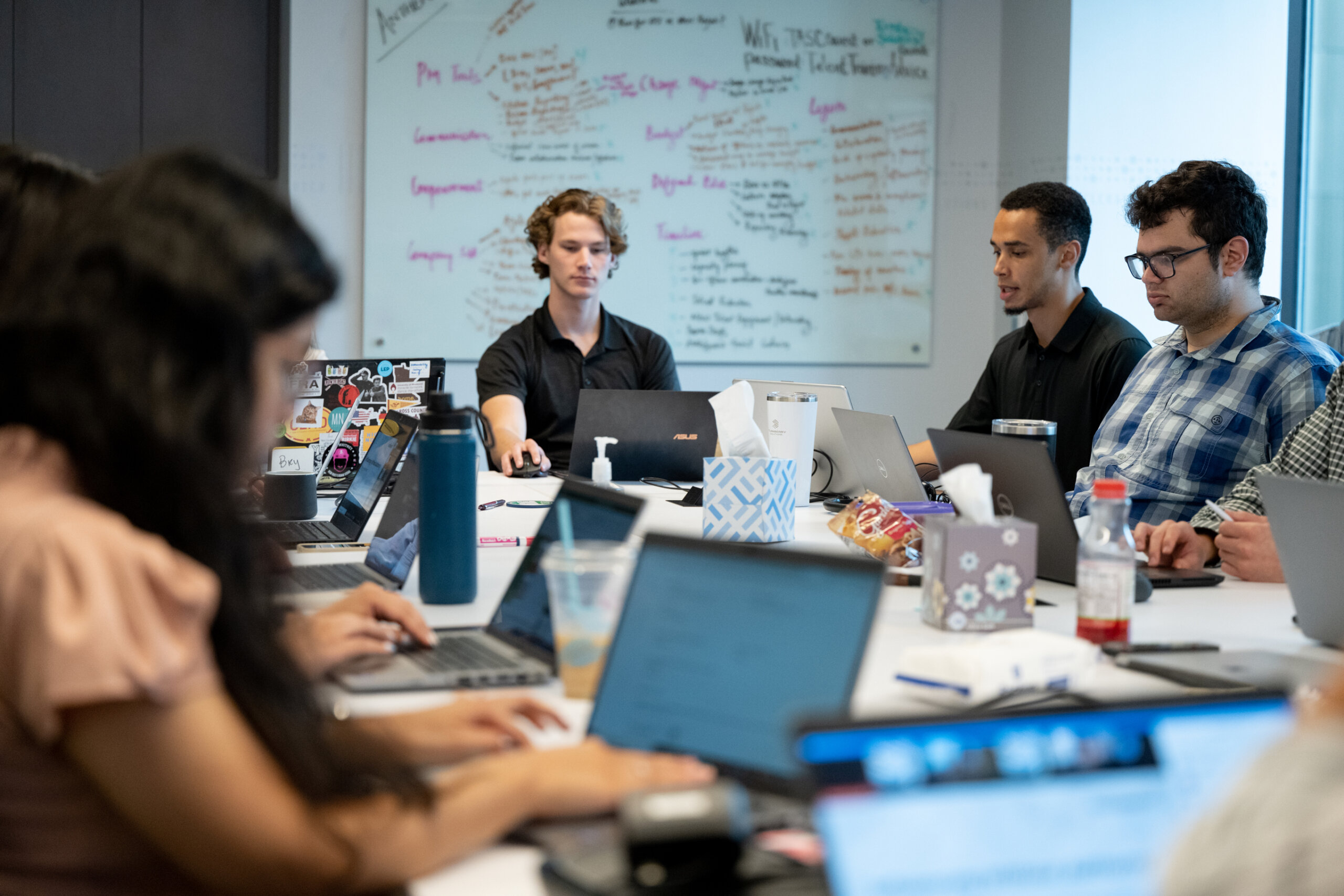 Team collaborating on strategic business transformation initiatives.