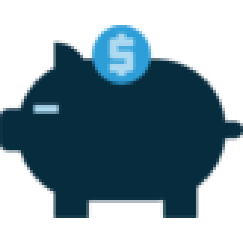 Illustrated icon of a piggy bank with a dollar sign on a coin conveying 401k benefits as part of Turnberry's benefit package